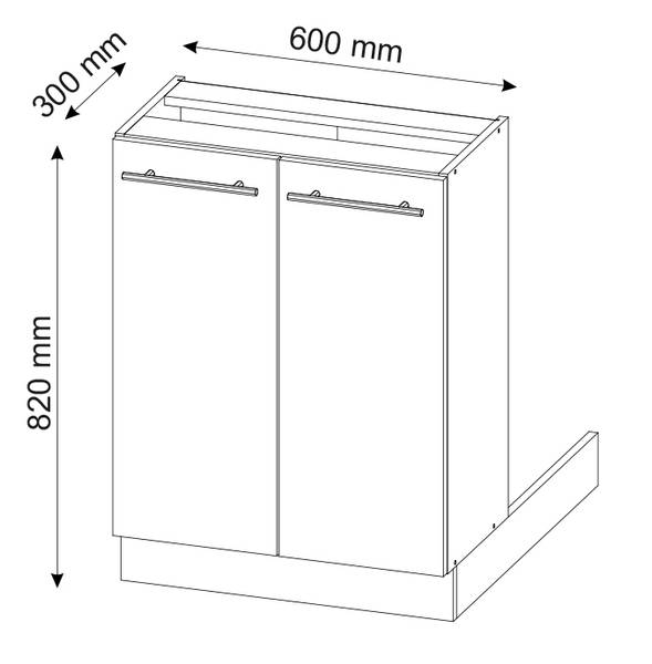 Kücheninsel Fame-Line 38554 Hochglanz Weiß - Reinweiß - 60 x 30 cm