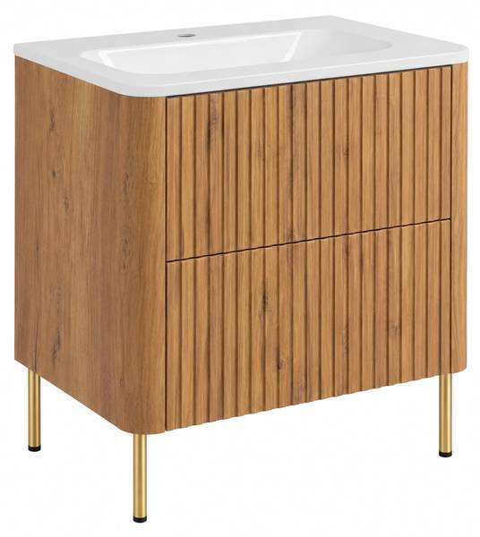 Badezimmerschrank Rhein IV Braun - Gold - Holzwerkstoff - 61 x 64 x 44 cm