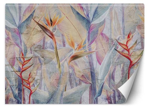 Papier peint feuilles sur fond imitant 254 x 184 cm