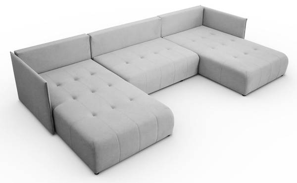 Ecksofa APOLLO U mit Schlaffunktion Grau - Polyester - 348 x 93 x 188 cm