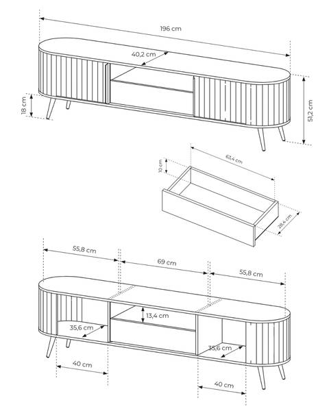 TV-Lowboard Cremona Braun - Holzwerkstoff - 196 x 51 x 41 cm