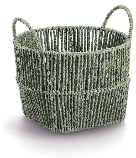 Aufbewahrungskorb, Papiergeflecht Grün - Papier - 26 x 18 x 26 cm