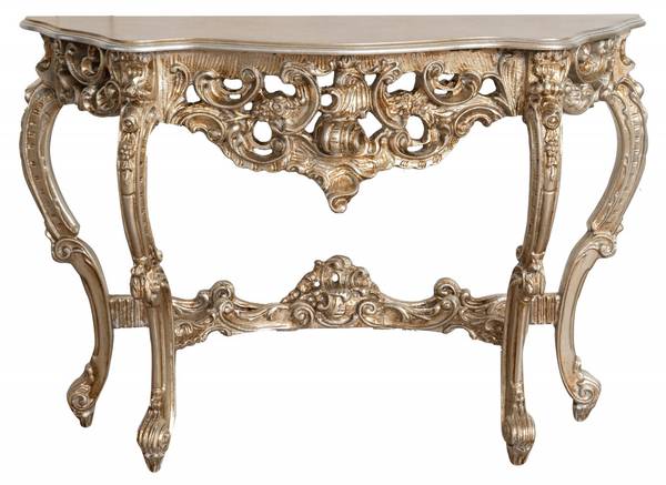 Console Haltafel BAROK II zilver - massief hout - 38 x 87 x 125 cm