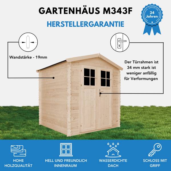 Gartenhaus M343F Beige - Fichte - 200 x 218 x 200 cm