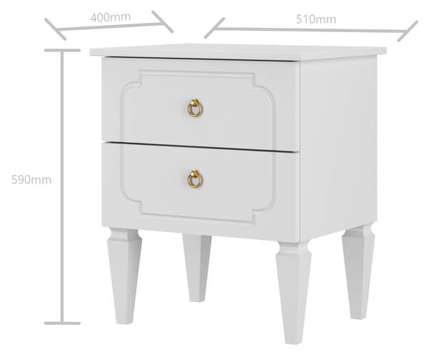 Nachttisch Royal Weiß - Holzwerkstoff - 51 x 59 x 40 cm
