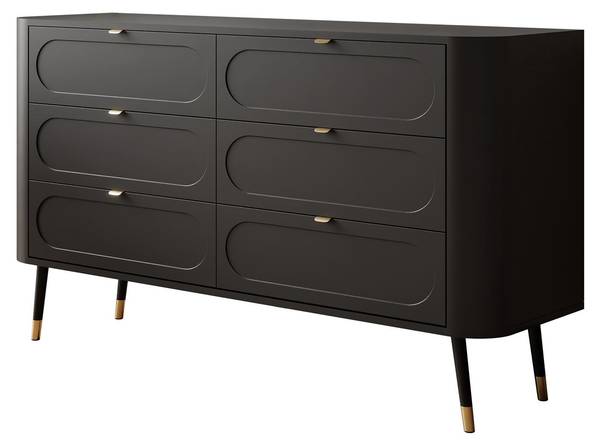 Dressoir SHADOW 6S zwart - plaatmateriaal op houtbasis - 138 x 80 x 40 cm