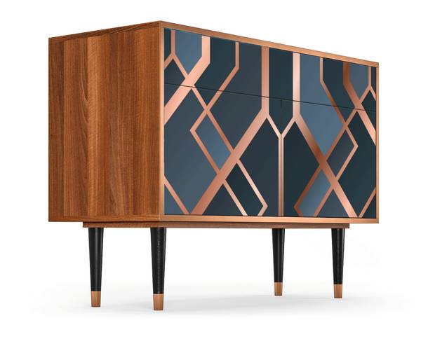 Sideboard BS4 Walnuss Blau - Holzwerkstoff - 115 x 86 x 48 cm