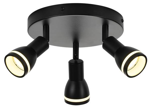Spot plafond Delmenhorst 3 ampoules Noir - Métal - 20 x 16 x 20 cm