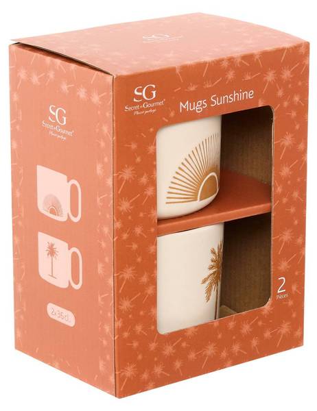 Becher SUNSHINE 2er-Set Beige - Keramik - 9 x 13 x 16 cm