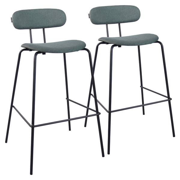 Barhocker 2er-set Tina Grün - Wolle - Stahl - 52 x 97 x 52 cm