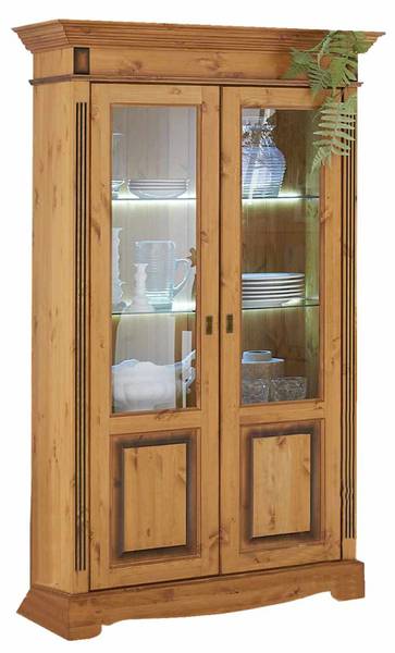 Glasvitrine Florenz Braun - Massivholz - 114 x 200 x 46 cm