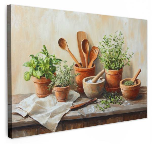 LEINWANDBILD Töpfe Textil - 30 x 20 x 2 cm