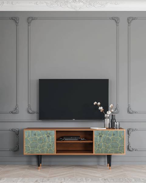 TV-Lowboard T2 Walnuss Blau - Holzwerkstoff - 170 x 69 x 48 cm