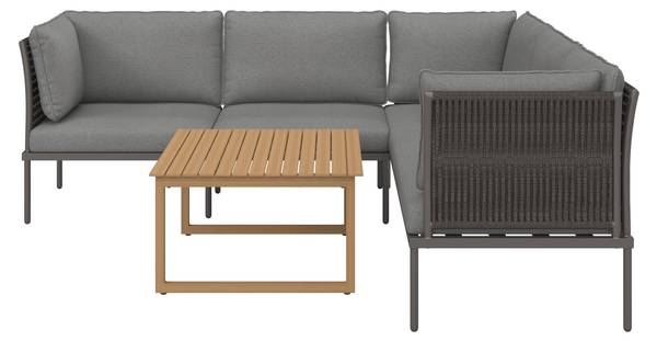 Loungegarnitur ELORA (17-teilig) Grau - Metall - Textil
