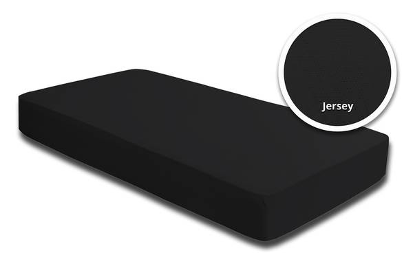Spannbettlaken Jersey schwarz 90x200 cm Schwarz - Jersey - 90 x 25 x 200 cm