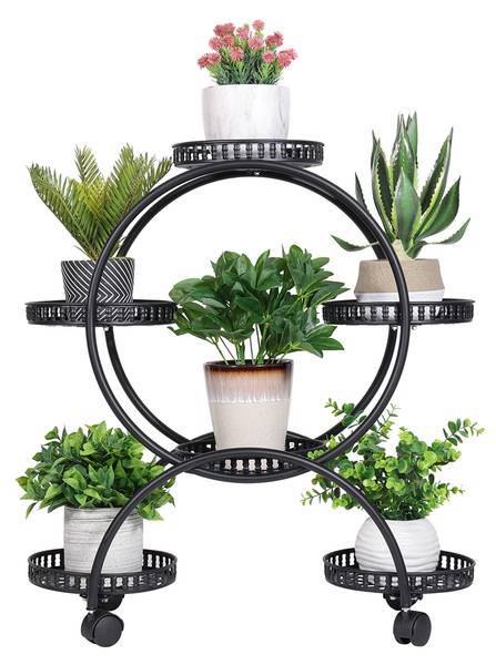 Étagère Plante HJ-ZT112 Noir - Fer - 33 x 79 x 73 cm