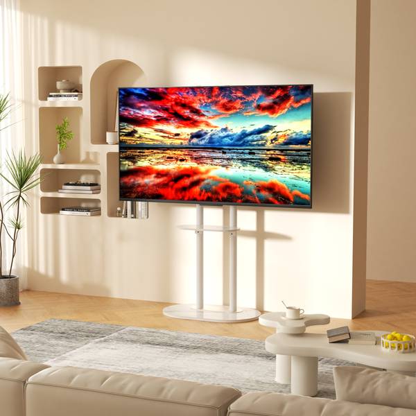 Support TV Solivis Blanc - Métal - 38 x 157 x 60 cm