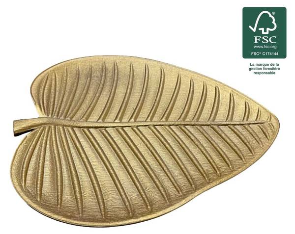 Dekotablett Oro Gold - Holz teilmassiv - 4 x 31 x 38 cm