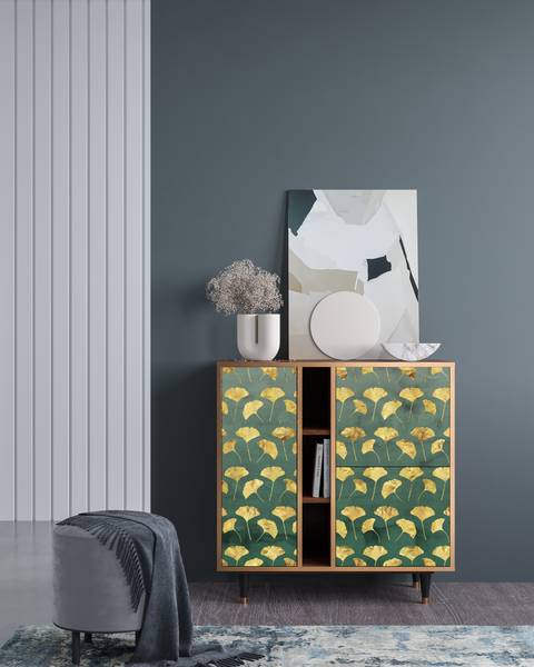 Sideboard BS5 Walnuss Grün - Holzwerkstoff - 94 x 96 x 41 cm