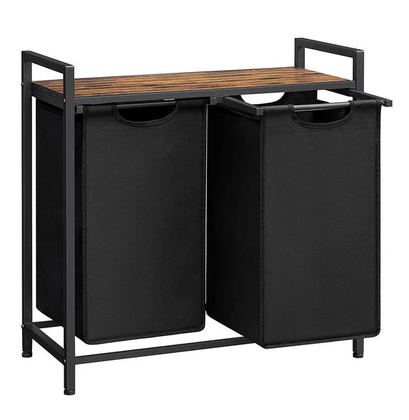Wäschekorb mit ausziehbaren Wäschesäcken Braun - Holzwerkstoff - 33 x 72 x 73 cm