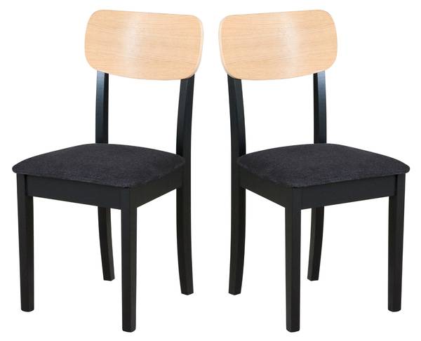 Stuhl Hugo 4 (2er Set) Schwarz - Eiche Hell - 40 x 86 cm