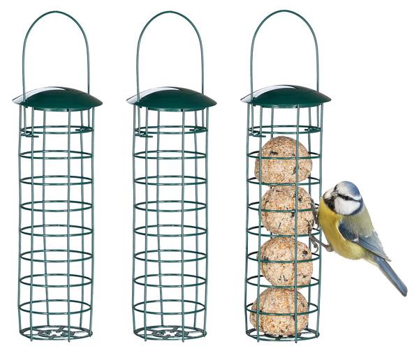 3x supports boules graisse pour oiseaux Vert - Fer - 9 x 31 x 9 cm