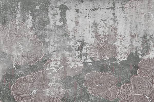 Fotobehang KLAPROZEN Beton Abstractie grijs - 135 x 90 x 90 cm