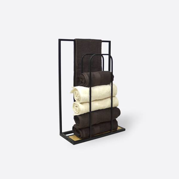 Handtuchständer aus Holz und Metall Loft Braun - Eiche - 50 x 75 x 22 cm