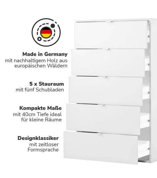 Kommode Die Stilvolle Weiß - 80 x 117 cm