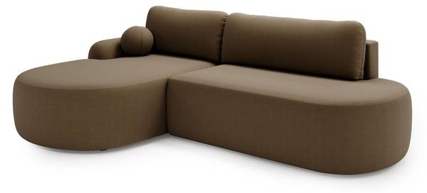 Ecksofa AURIO O Braun - Armlehne davorstehend links - Armlehne beidseitig montierbar - Ecke davorstehend links - Ottomane davorstehend links