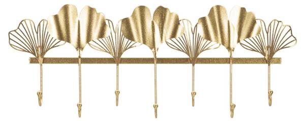 Wandgarderobe 7 Leaves Gold - Metall - 66 x 26 x 6 cm