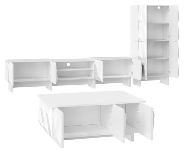 Wohnzimmermöbel Set Eurynom Ⅰ（3-tlg） Weiß - Holzwerkstoff