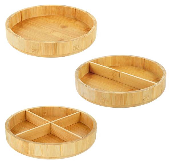 Drehteller Bambus Braun - Holzverbundwerkstoff - 24 x 6 x 24 cm
