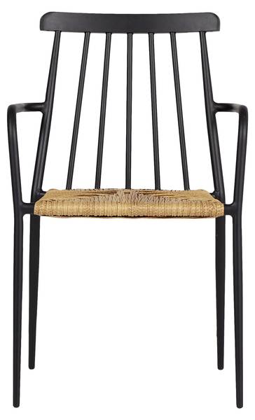 Chaise de jardin Evira Noir - Rotin - 58 x 84 x 54 cm