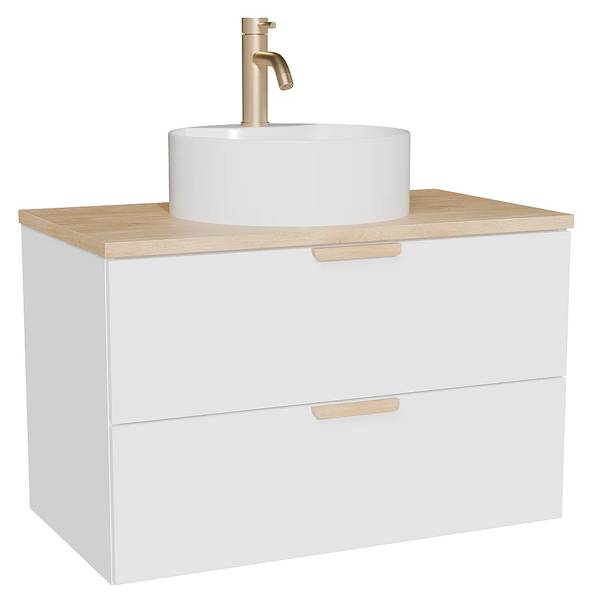 Einzelwaschtisch AVORELI Weiß - Holz teilmassiv - 80 x 50 x 46 cm