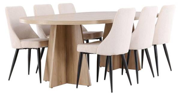 Essgruppe Bootcut + Leone (7-teilig) Braun - Cord - 230 x 76 x 115 cm
