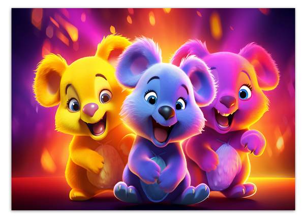 Fototapete Neonbären abstrakt 200 x 140 cm