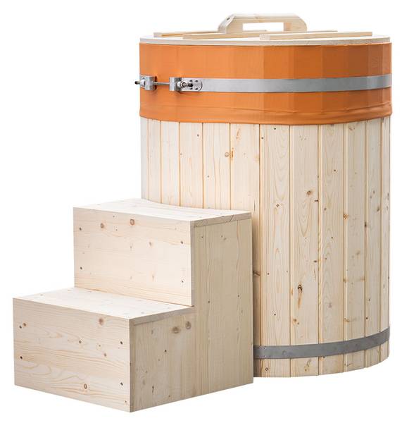 Badefass ARUM Braun - Kunststoff - Holz teilmassiv - 80 x 100 x 80 cm