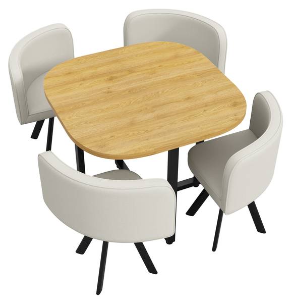 Essgruppe LineMDMU(5er Set) Beige - Holzwerkstoff