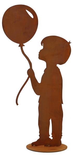 Junge mit Luftballon Edelrost Dekofigur Braun - Stahl - 26 x 52 x 26 cm