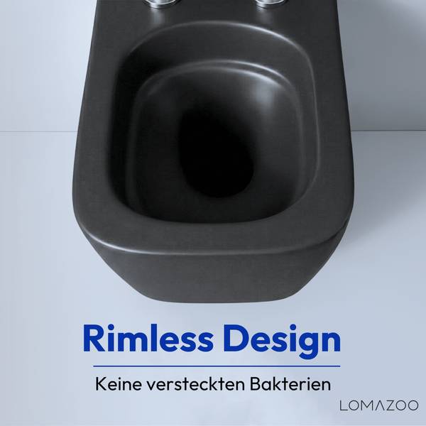 Wand WC mit Unterputzspülkasten Linea Schwarz - Keramik - 37 x 37 x 49 cm