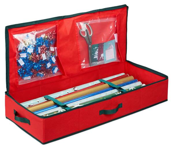 Rote Geschenkpapier Aufbewahrungsbox Schwarz - Rot - Papier - Kunststoff - Textil - 81 x 15 x 35 cm