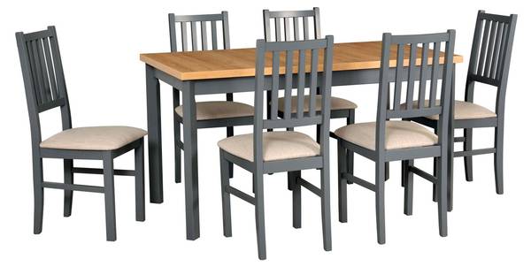 Esszimmer Set NILO 7 7-teilig Beige - Grau - Buche - 140 x 93 x 80 cm