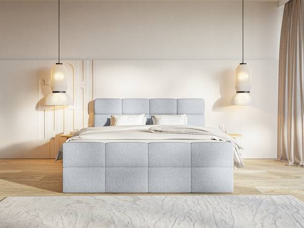 Boxspringbett ALZEA Silber - Breite: 200 cm