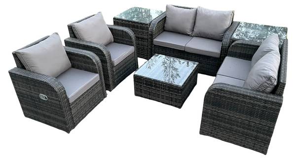 Gartengarnitur B(7er-Set) Grau - Webstoff - 124 x 79 x 67 cm