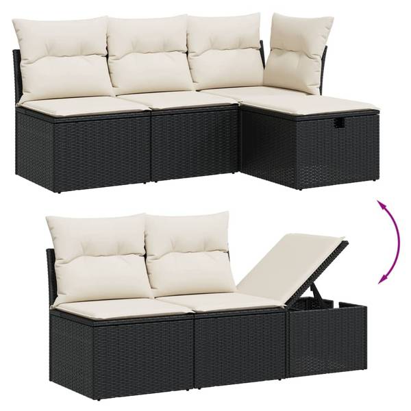 Salon de jardin 3036451-2 (lot de 5) Noir - Crème - Blanc