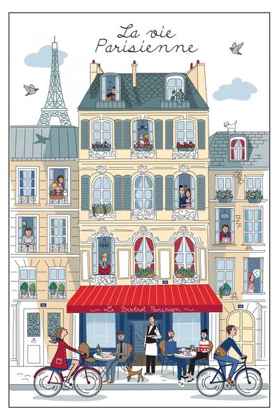 Geschirrtuch La vie parisienne Weiß - Textil - 48 x 1 x 72 cm