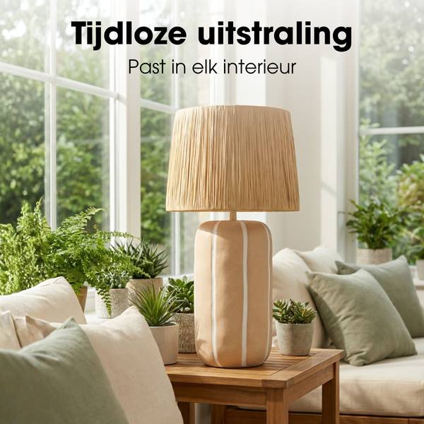 Tischlampe Denton Beige - Keramik - 33 x 61 x 33 cm