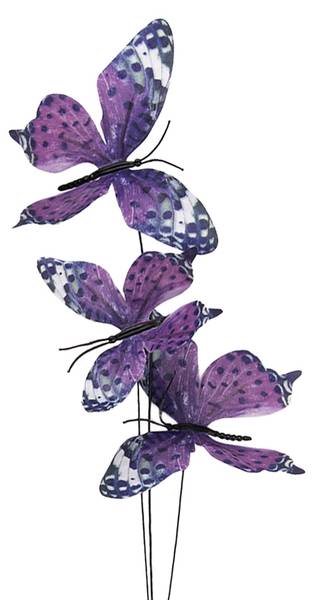 Dekoration Ast Schmetterling 53799 Violett - Textil - 10 x 65 x 10 cm