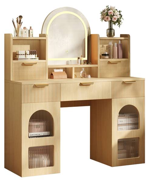 Schminktisch mit Spiegel NaturGLOW Holz